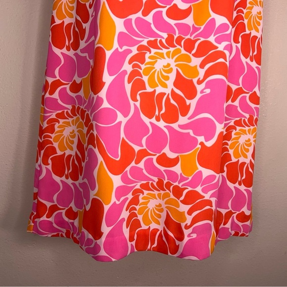 Size 6 Banana Republic Short Sleeve Colorful Dress Pink Orange Red Abstract - Picture 16 of 16